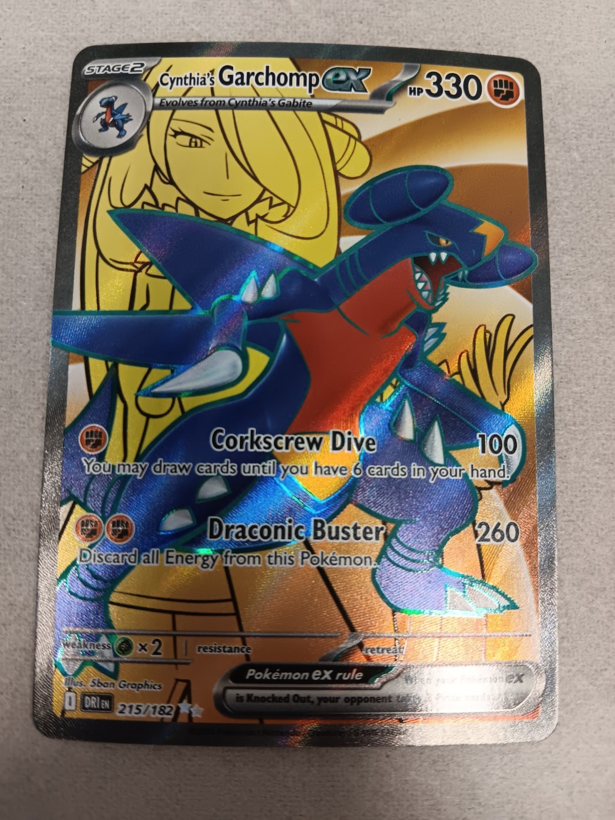 2025 Pokemon Cynthia's Garchomp EX 215/182 Trading Card