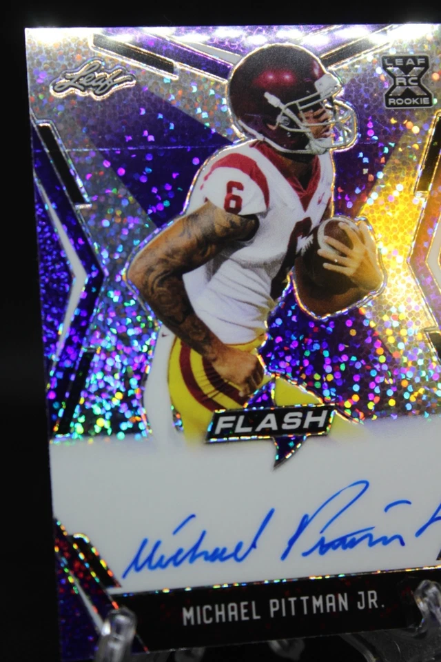 2020 Leaf Flash Michael Pittman Jr Purple Sparkle 6/25 Trojans Colts #BA-MPJ - Image 3 of 3