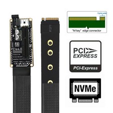 PCIe 4.0 X4 to M.2 M-Key NVME/NGFF Ribbon Flex Extension Adapter with Power Port