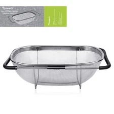 6-Quart Large Over The Sink Colander, Heavy Duty 40 Thicker 18/8 Stainless St...