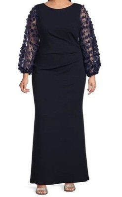Eliza J Mother Of Bride Groom 3/4 Sleeve Sheath Round Neck Gown Size 18 W Blue