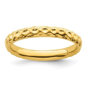 Authentic 925 Sterling Silver Stackable Expressions Gold-plated Band Ring Size 7