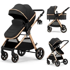 2 in 1 Baby Stroller, Convertible Bassinet Pushchair for Infants and Newborns...