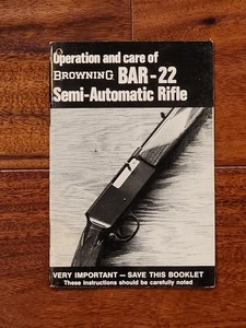 Vintage  Browning BAR .22 Semi Automatic Rifle  Manual and Instructions