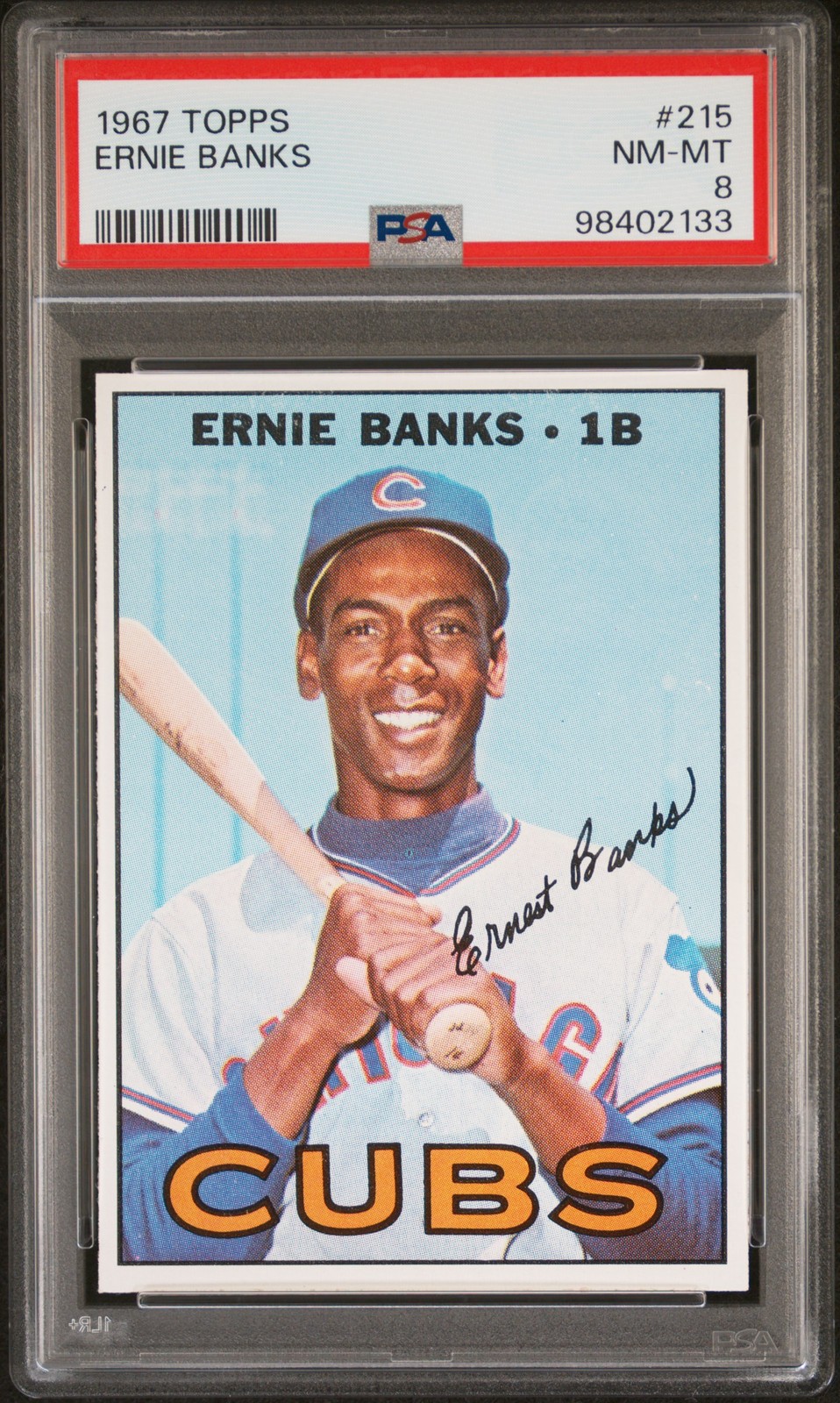 1967 TOPPS #215 ERNIE BANKS PSA 8