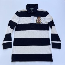 Polo de rugby Lauren Ralph Lauren Royal Crest para mujer años 90 pequeña vintage a rayas
