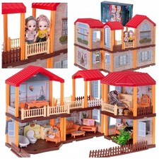 Villa 69x39x51cm with Light, Furniture, 2 Dolls, Children's Toy