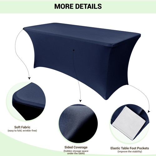 6 Pack Stretch Spandex Table Covers for 6 Foot Tables - 6 FT Universal Rectan... - Picture 3 of 8