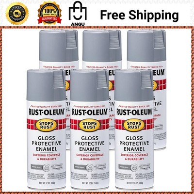 Rust-oleum Stops Rust Gloss Smoke Gray Paint 12Oz Pack Of 6 Durable Coating