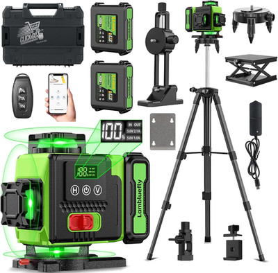 Laser Level 360 Self Leveling 16 Lines Green Professional Tripod 2 Batters