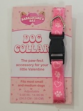 Pink Paw Prints And Hearts Valentines Dog Collar Fits Most Small To Medium Dogs