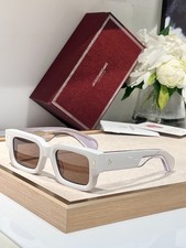 JACQUES MARIE MAGE ASCARI White Square Brown Lens Sunglasses 49-23-146 