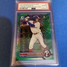 2022 Bowman Mega Box #90 Yhoswar Garcia Green Mojo Refractor /99 PSA 10 🔥 POP 3