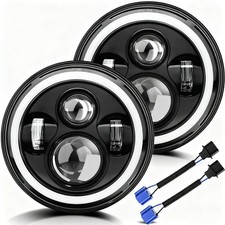 7 inch led Headlights Round Halo Turn Signal DOT Approved JK Halo Headlights ...
