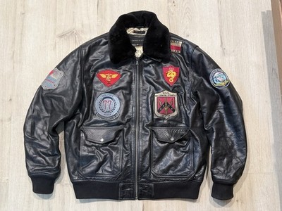Infinity Leather Men s Aviator Bomber Black Jacket Size 5XL The Empire Leather