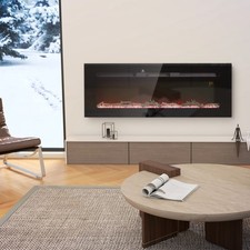 50" Recessed Wall-Mount Electric Fireplace Heater with Remote Control LED Flame