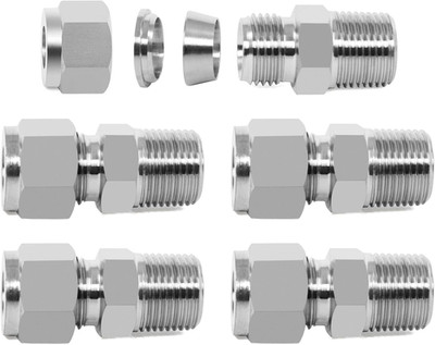 Chillwaves 304 Stainless Steel Compression Tube Fitting, 1/4'' OD X 1/8'' NPT Male