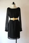 Ann Taylor Black Chiffon Sheer Sleeve Polka Dot Short Shift Tunic Dress Women 8