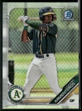 2019 BOWMAN DRAFT #BDC-198 LAZARO ARMENTEROS CHROME REFRACTOR OAKLAND ATHLETICS