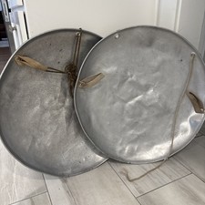 2 Vintage Aluminum Snow Disc Flying Saucer Metal Sleds Round
