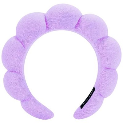 Spa Headbands for Washing Face or Makeup, Sponge Bubble Skincare Purple