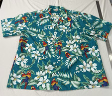 Vintage Evergreen Island Hawaiian Shirt Mens 3XL Floral Aloha Parrots Birds EUC