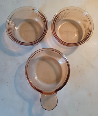 Corning Vision Grab-It Bowl V-150-B Pyrex Amber Casserole 3pc w/ 2 C-16-B Insert