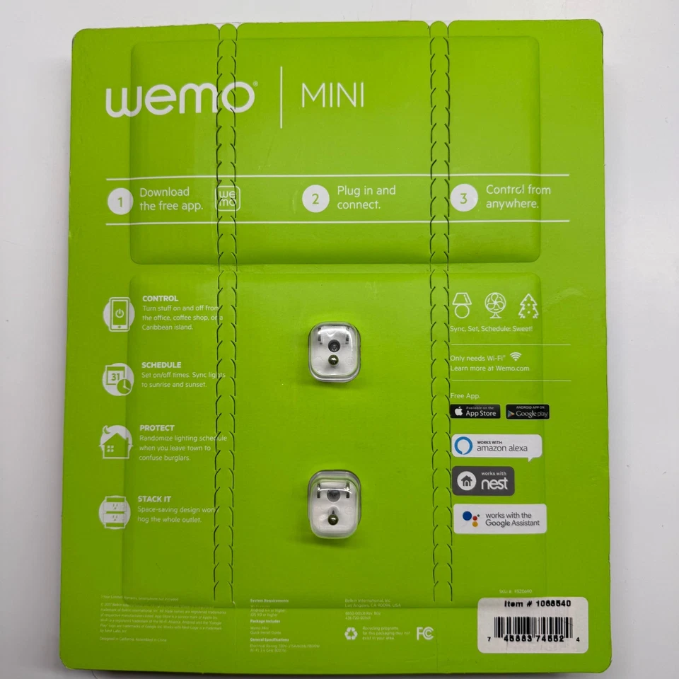 New Wemo Smart Plug Wi-Fi  2-pack Works w/ Alexa & Google Assistant - Image 2 of 2