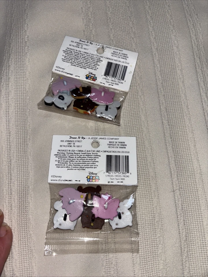 Disney Tusk Tsum shank buttons by  Dress It Up 2 Packages Pooh Tigger Mickey - Image 3 of 4