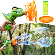 Dinosaur Bubble Gun Blower Toy w/ Solution Outdoor Summer Kids Gift Party Fun