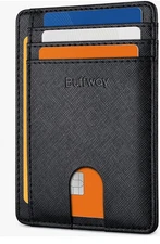 Buffway Slim Minimalist Front Pocket RFID Blocking Leather Wallets for Men and W