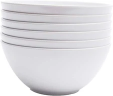 Melamine Cereal Bowls - 28Oz White Melamine Bowls,6Pcs Soup Bowls Set for Kitche
