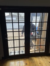 Brown Double French Door Wood Glass Clear 10 ...