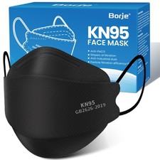 KN95 Face Masks for Adults 50 Pack,5-Ply Black Disposable Face Mask Against P...