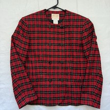 Pendleton Blazer Women  s Size 10 Red Plaid 100 Wool Vintage Jacket Office