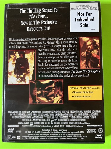 The Crow: City of Angels (DVD, 1996) - Picture 2 of 2