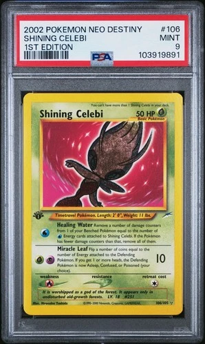 PSA 9 MINT Shining Celebi 106/105 1st Edition Neo Destiny Holo Rare Pokemon Card