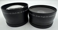 Zeikos 58mm HD DSLR Lens Lot a 2x Telephoto & a .45X Wide Angle W/ Macro Japan