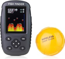 Portable rechargeable wireless sonar fish finder with color LCD screen,