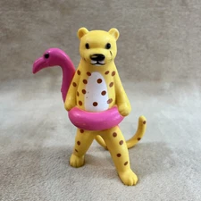 ANKYO Party Animals CHEETAH In PINK FLAMINGO Plastic Toy Figure Cake Topper 4.5"