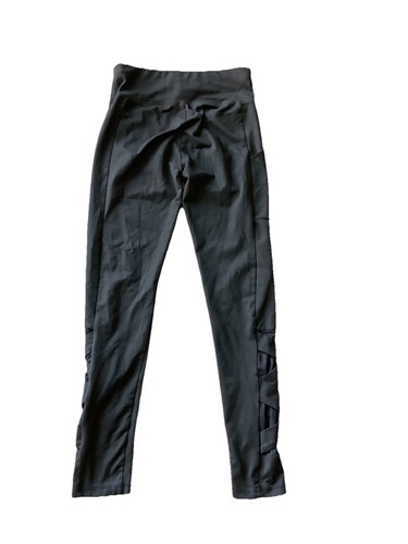 Justice Girl Active Youth Size 14 16 Athletic GUC Capris Legging Black Sheer - Picture 3 of 11