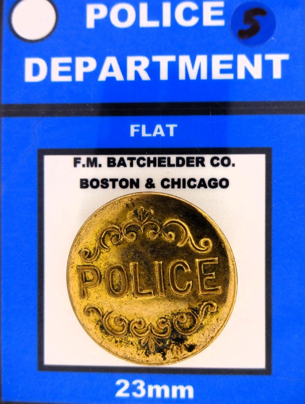 POLICE DEPARTMENT UNIFORM BUTTON F.M. BATCHELDER CO. 23mm