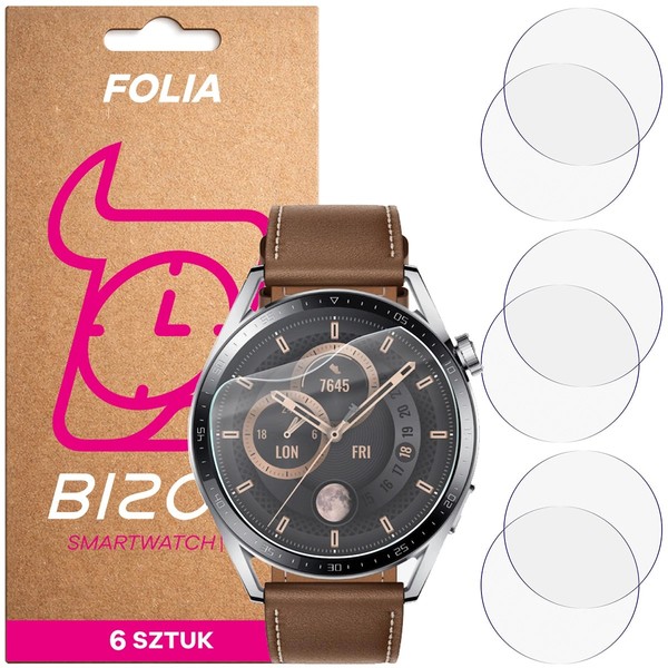 6X Schutzfolie FüR Huawei Watch Gt 3 46 Mm Bizon Displayschutzfolie Folie Film-image