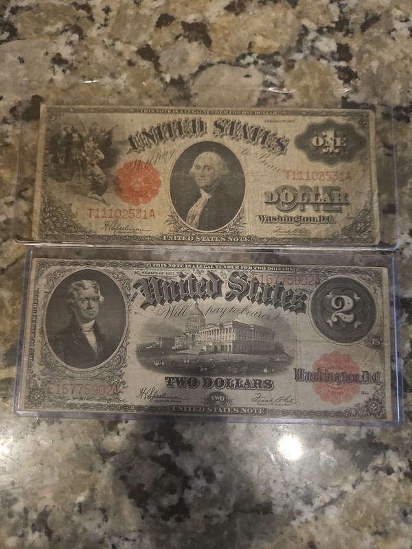 LOT OF 2 X  1917 SERIES 1.00 AND 2.00 NOTE