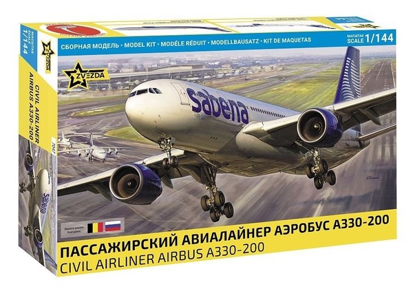 Zvezda 1/35 Flugzeugbausatz Airbus A330 200 Sabena Modellauto Statisch-image