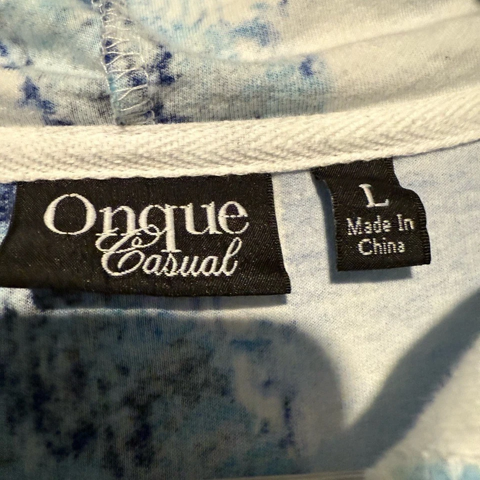 Sudadera con Capucha Ongue Casual Azul con Estampado Paris Talla Grande. Tejido de algodón suave. Foto 2 de 4