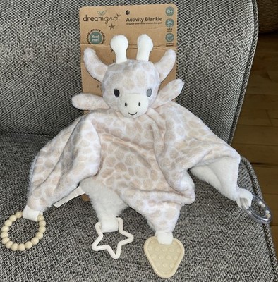 Dream Gro Giraffe Soft Plush Sensory Activity Blankie Teether Rattle Ring ToyNEW