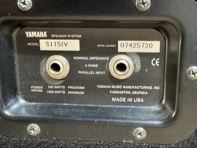 Yamaha S115IV 500-1000W Two-Way Passive PA Speaker Club DJ Travel