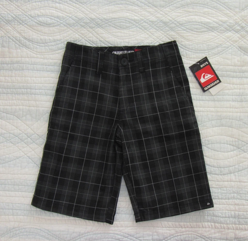 NUEVO CON ETIQUETAS QUIKSILVER It's All Good Boys S 22 23 Pantalones Cortos a Cuadros Negro Bermudas Niños Parte Inferior Foto 3 de 4