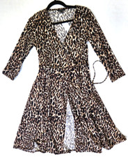 Banana Republic Women's V neck Wrap Dress Animal print 3/4 sleeve New Small